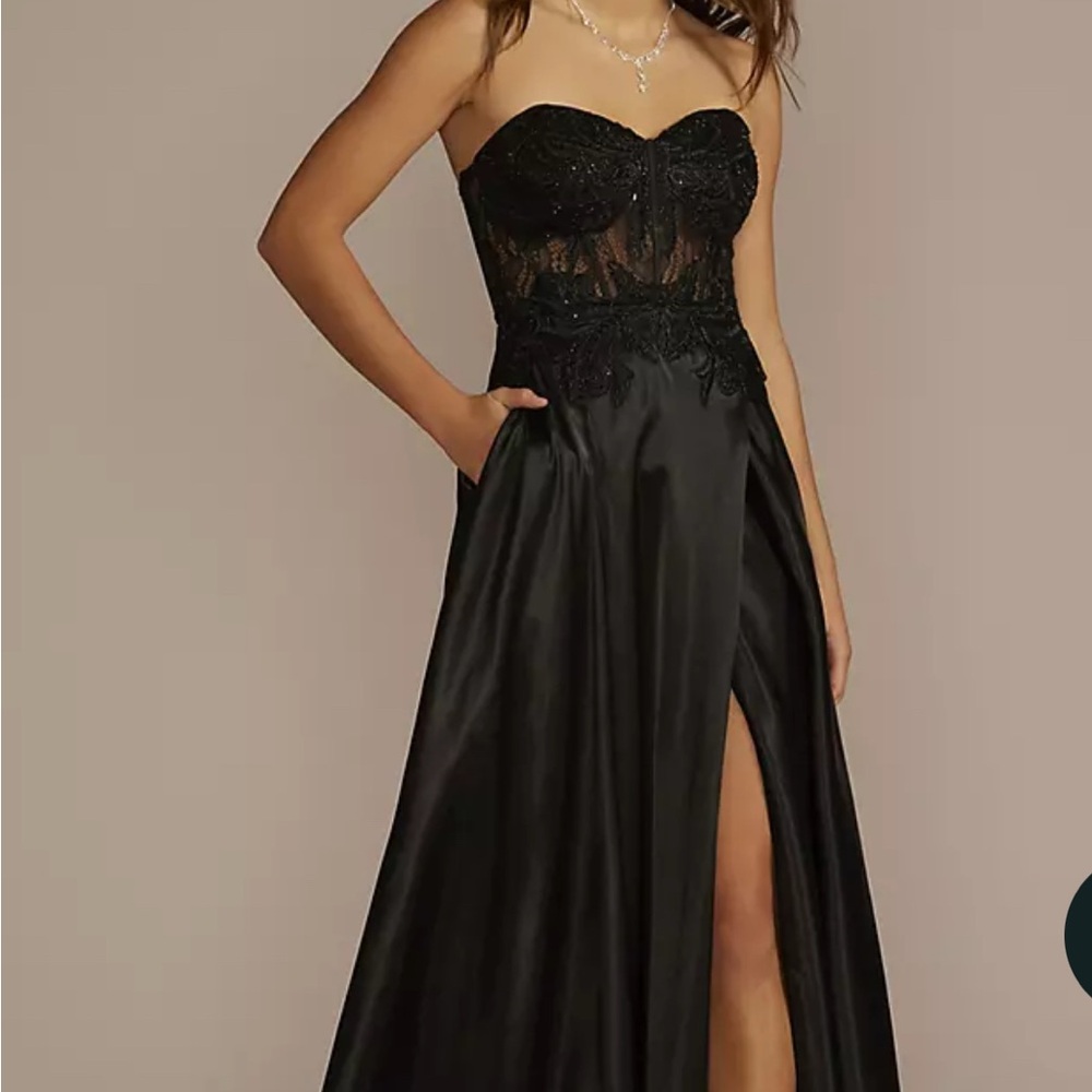 Blondie Nites Black Strapless Sweetheart Prom Gown